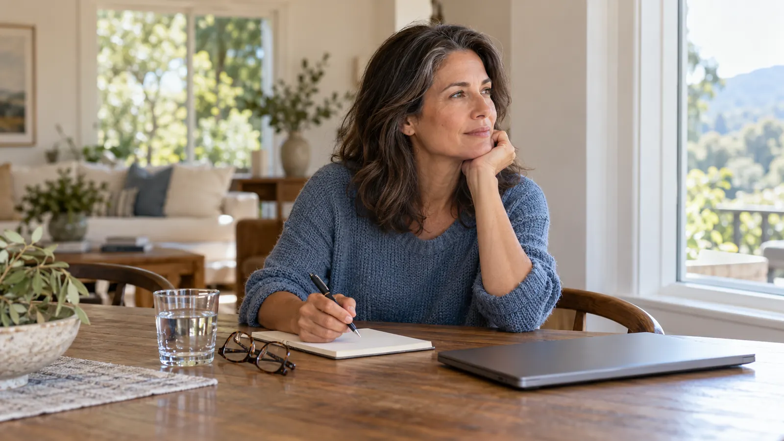A woman preparing questions before a perimenopause healthcare appointment
